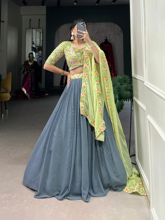 Introducing the Shivtraa Wedding Collection 2025, featuring exquisite bridesmaid attire in soft gray and pista.