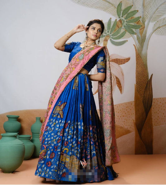 Shivtraa Creation is launching a Blue Embedded stunning Kalamkari Print Lehenga Choli set