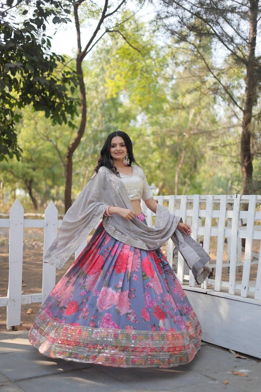 Introducing the Shivtraa Lux Exquisite Collection of Digital Printed Georgette Lehengas!