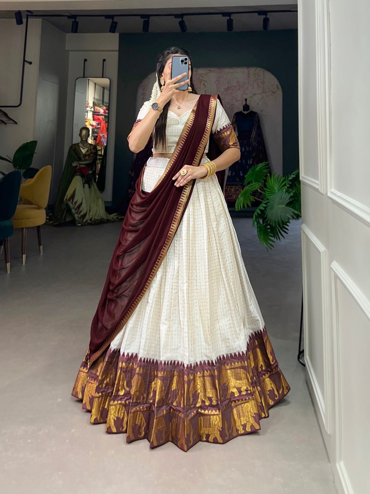 Kalyani Cotton Lehenga Choli Paired With Georgette Dupatta