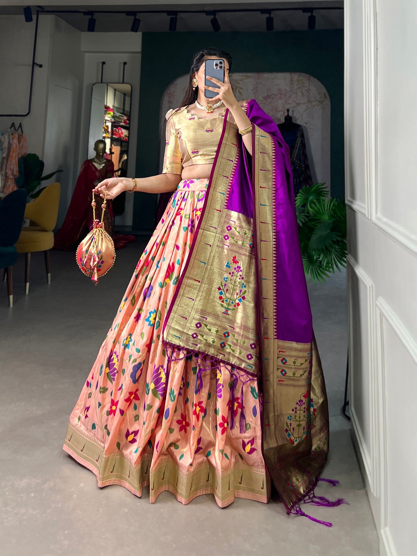 Aakansha Paithani Jacquard Silk Lehenga Choli Everyone Reflect the essence of tradition