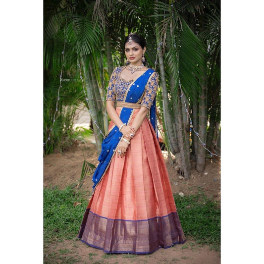 Unique Blend Worked Designer Festival Lehenga Half Saree