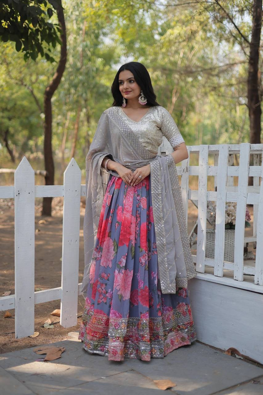 Introducing the Shivtraa Lux Exquisite Collection of Digital Printed Georgette Lehengas!