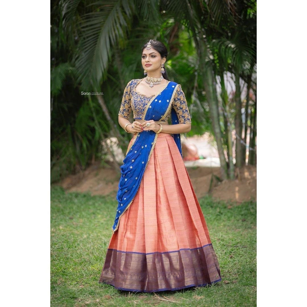 Unique Blend Worked Designer Festival Lehenga Half Saree